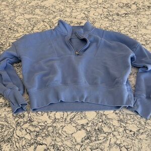 abercrombie kids Light Blue Quarter-Zip Cropped Sweatshirt